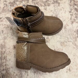 Carter's Brown and Glitter Gold Booties